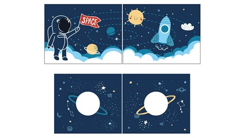 Gordijnen Space shuttle Pino/Scott, blauw