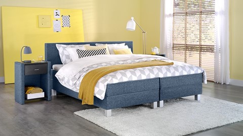 Box Kerry deluxe vlak met gestoffeerd matras, blauw