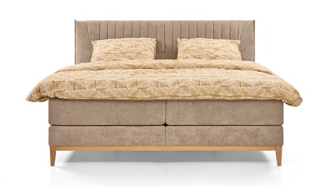 Boxspring Nove vlak met gestoffeerde matras, creme