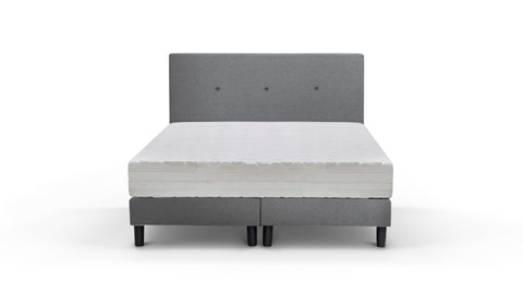 Boxspring Illinois vlak met Bridge matras, lichtgrijs