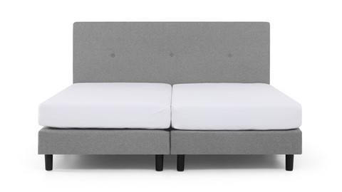Boxspring Illinois vlak met Bridge matras 2-persoons, lichtgrijs