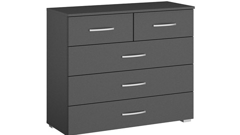 Commode Reno met 5 laden, grijs metallic