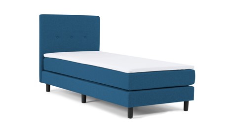 Boxspring Illinois vlak met gestoffeerd matras 1-persoons, blauw