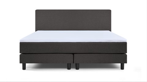 Boxspring Boston vlak met gestoffeerde matrassen, donkergrijs