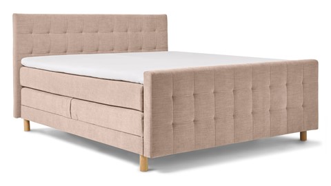 Boxspring Grid verstelbaar met gestoffeerd matras en voetbord, beige