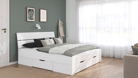 Bed Nori met hoofdbord en 4 opbergladen Bed Nori met hoofdbord en 4 opbergladen