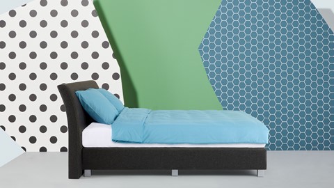 Boxspring Morero vlak met polyether matras, charcoal