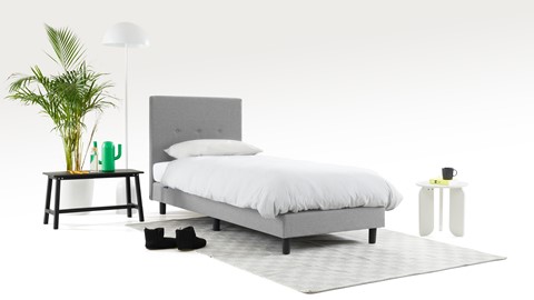 Boxspring Illinois vlak met Bridge matras 1-persoons, lichtgrijs