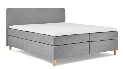 Boxspring Round vlak met gestoffeerd matras, grijs