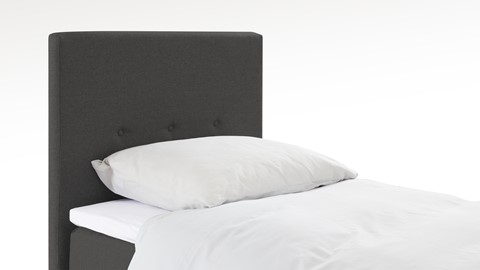 Boxspring Illinois vlak met gestoffeerd matras 1-persoons, donkergrijs