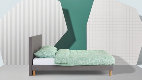 Bed Ease inclusief hoofdbord en matras, lichtgrijs