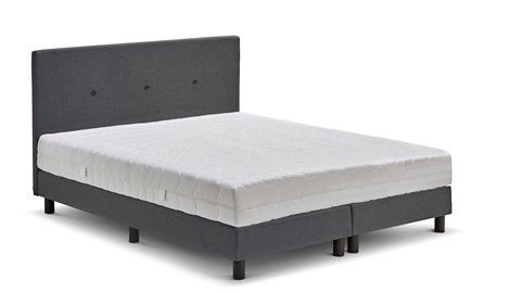 Boxspring Illinois vlak met Bridge matras, donkergrijs