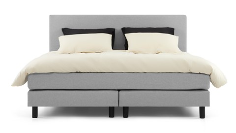 Boxspring Boston vlak met gestoffeerde matrassen, lichtgrijs