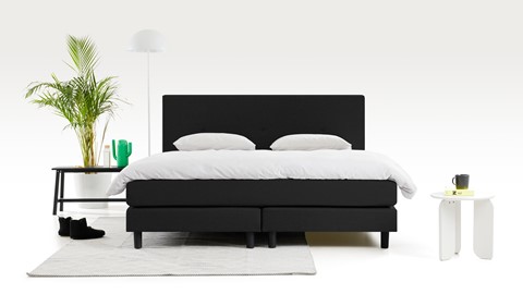 Boxspring Illinois vlak met gestoffeerd matras 2-persoons, zwart
