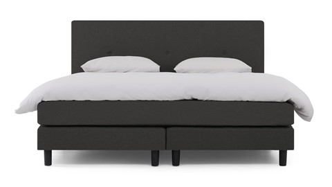 Boxspring Illinois vlak met gestoffeerd matras 2-persoons, donkergrijs