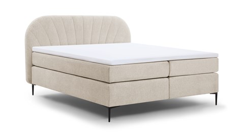 Boxspring Scallop vlak met gestoffeerd matras, beige