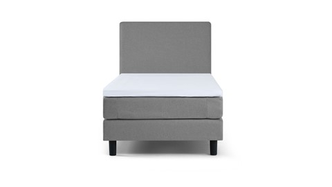 Boxspring Boston vlak met gestoffeerd matras, lichtgrijs