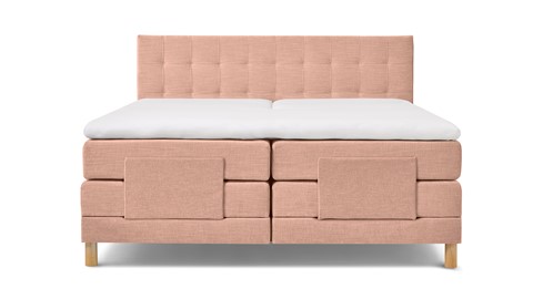 Boxspring Grid verstelbaar met gestoffeerd matras, zalmroze