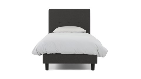Boxspring Illinois vlak met Bridge matras 1-persoons, donkergrijs