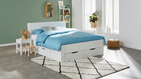 Bed Space met hoofdbord en opbergladen, wit