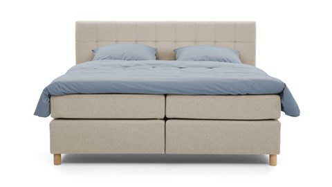 Boxspring Grid vlak met gestoffeerd matras, beige