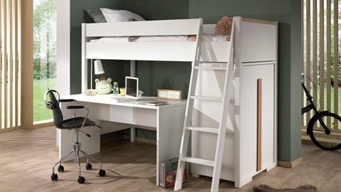 Hoogslaper Londen met bureau en kast, wit