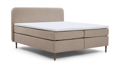 Boxspring Round vlak met gestoffeerd matras, taupe