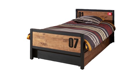 Bed met slaaplade Daan, bruin/zwart