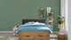 Bed Space met gestoffeerd hoofdbord en opbergladen, eiken + grijs