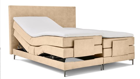 Boxspring Broad verstelbaar met gestoffeerd matras, taupe