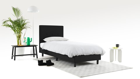 Boxspring Illinois vlak met Bridge matras 1-persoons, zwart