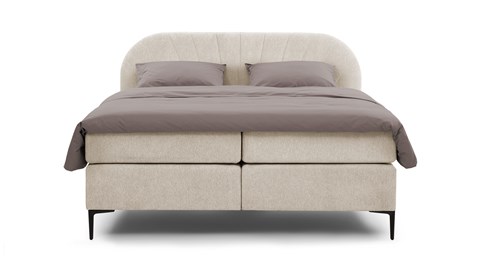 Boxspring Scallop vlak met gestoffeerd matras, beige