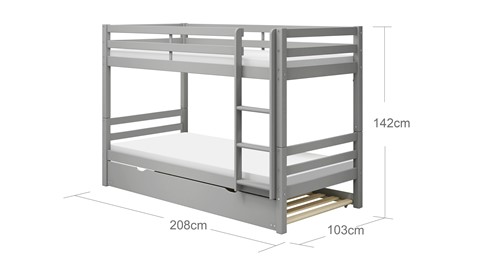 Stapelbed Demie met onderschuifbed, grijs