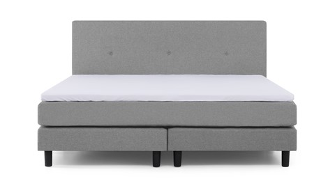 Boxspring Illinois vlak met gestoffeerd matras 2-persoons, lichtgrijs