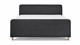 Boxspring Round vlak met gestoffeerd matras en voetbord, zwart