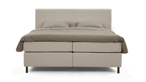 Boxspring Stripe vlak met gestoffeerd matras, lichtgrijs