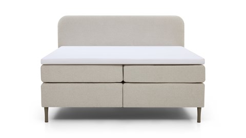Boxspring Round vlak met gestoffeerd matras, natural