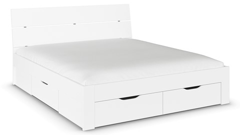 Bed Nori met hoofdbord en 4 opbergladen, alpine wit