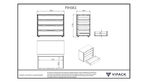 Commode Pino 4 laden, wit