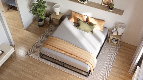 Emma Metal bed met Essential matras, Zwart