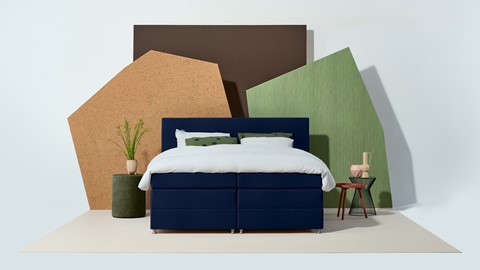 Opbergboxspring Square met gestoffeerde matras., blauw