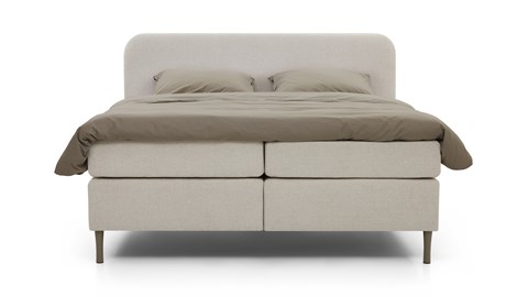 Boxspring Round vlak met gestoffeerd matras, natural