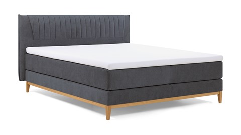 Boxspring Nove vlak met gestoffeerde matras, donkergrijs