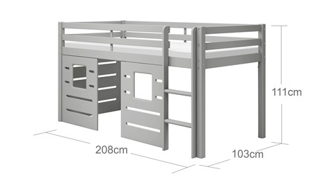 Halfhoogslaper Billie met boomhut, grey