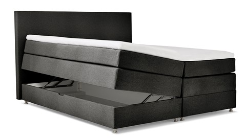 Opbergboxspring Square met gestoffeerd matras, europa donkergrijs