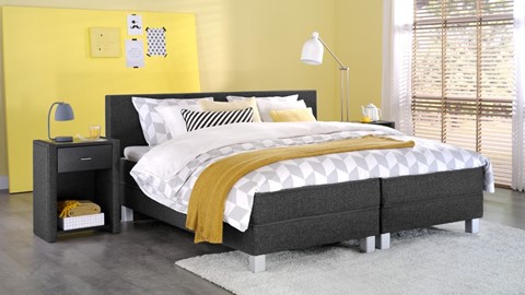 Box Kerry deluxe vlak met gestoffeerd matras, charcoal