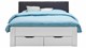 Bed Space met gestoffeerd hoofdbord en opbergladen, wit + grijs