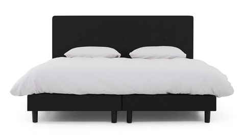 Boxspring Illinois vlak met Bridge matras 2-persoons, zwart