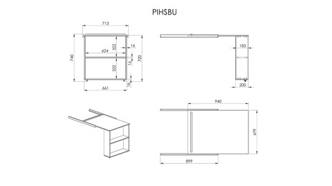 Bureau voor halfhoogslaper Pino, wit