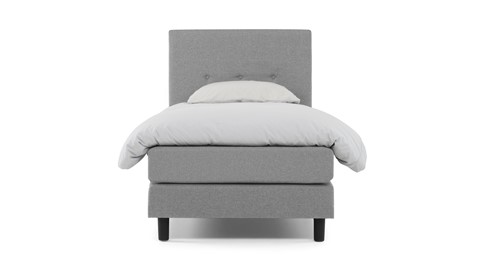 Boxspring Illinois vlak met gestoffeerd matras 1-persoons, lichtgrijs